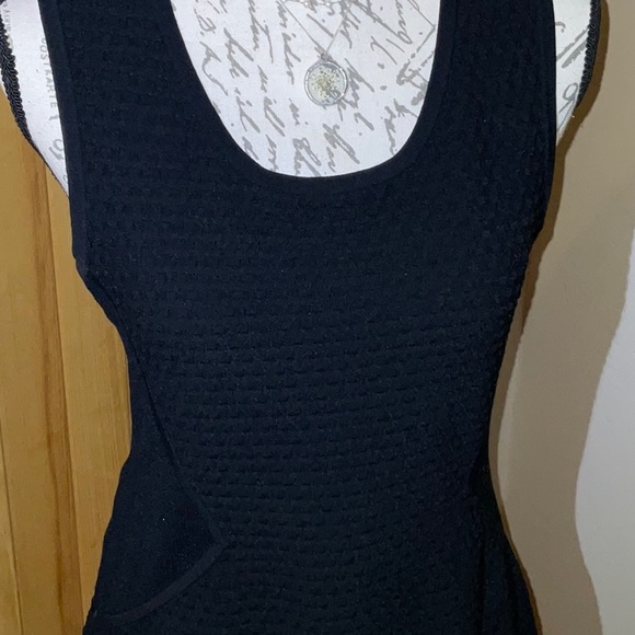 NWOT Rag & Bone black textured knit sleeveless top with mesh back on top half. L - Picture 12 of 13